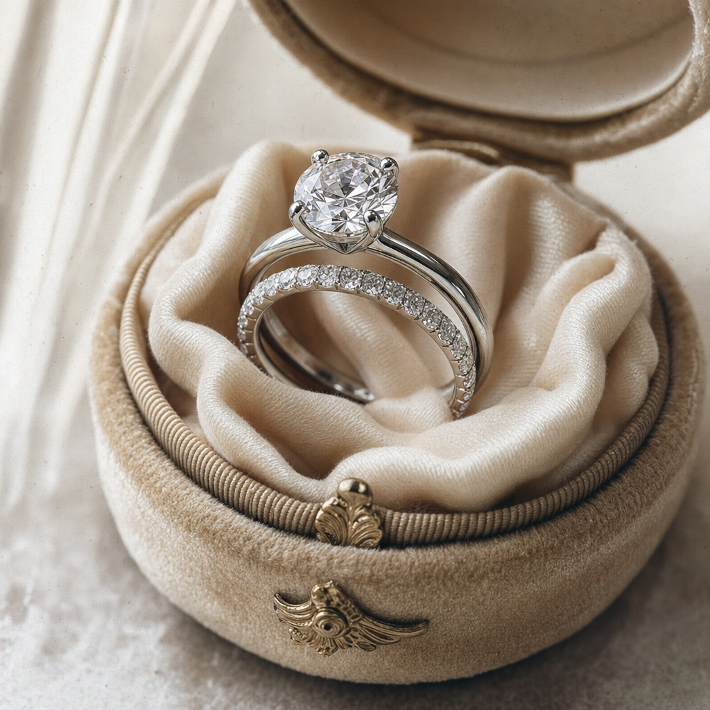 hand wearing a classic round brilliant diamond solitaire ring in platinum